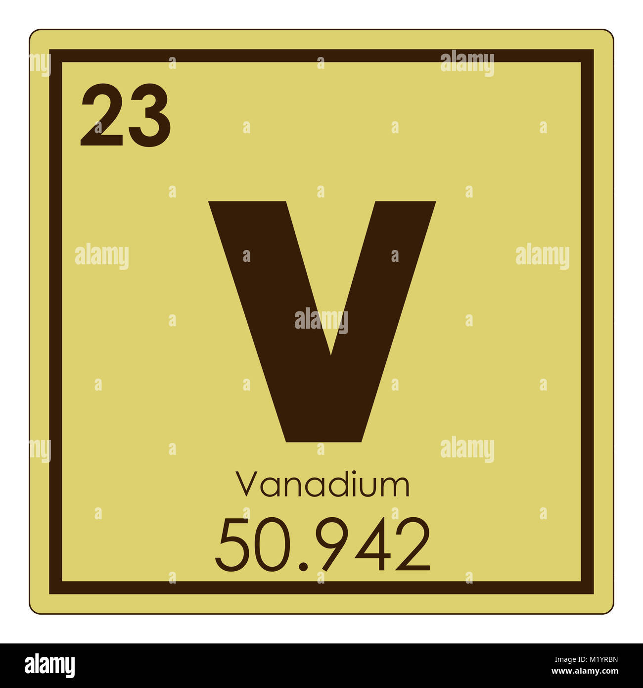 Tableau périodique des éléments chimiques du vanadium symbole de la science Banque D'Images
