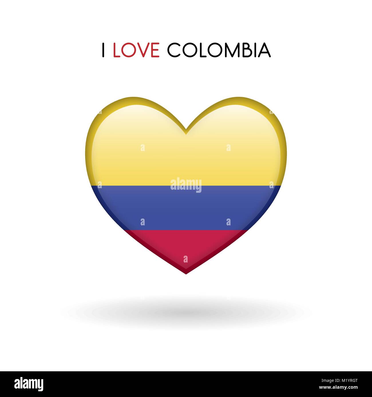 Amour Colombie symbole. Coeur drapeau icône brillant sur fond blanc eps10 vector illustration isolé Illustration de Vecteur
