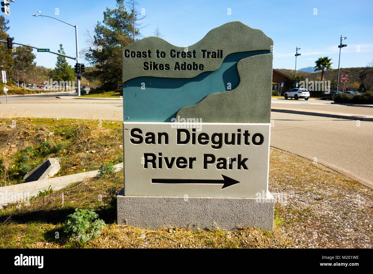Panneau d'entrée Tableau d'information de la côte du parc de la rivière San Dieguito à Crest randonnée Trail, San Diego North County Inland Escondido, Californie du Sud Banque D'Images