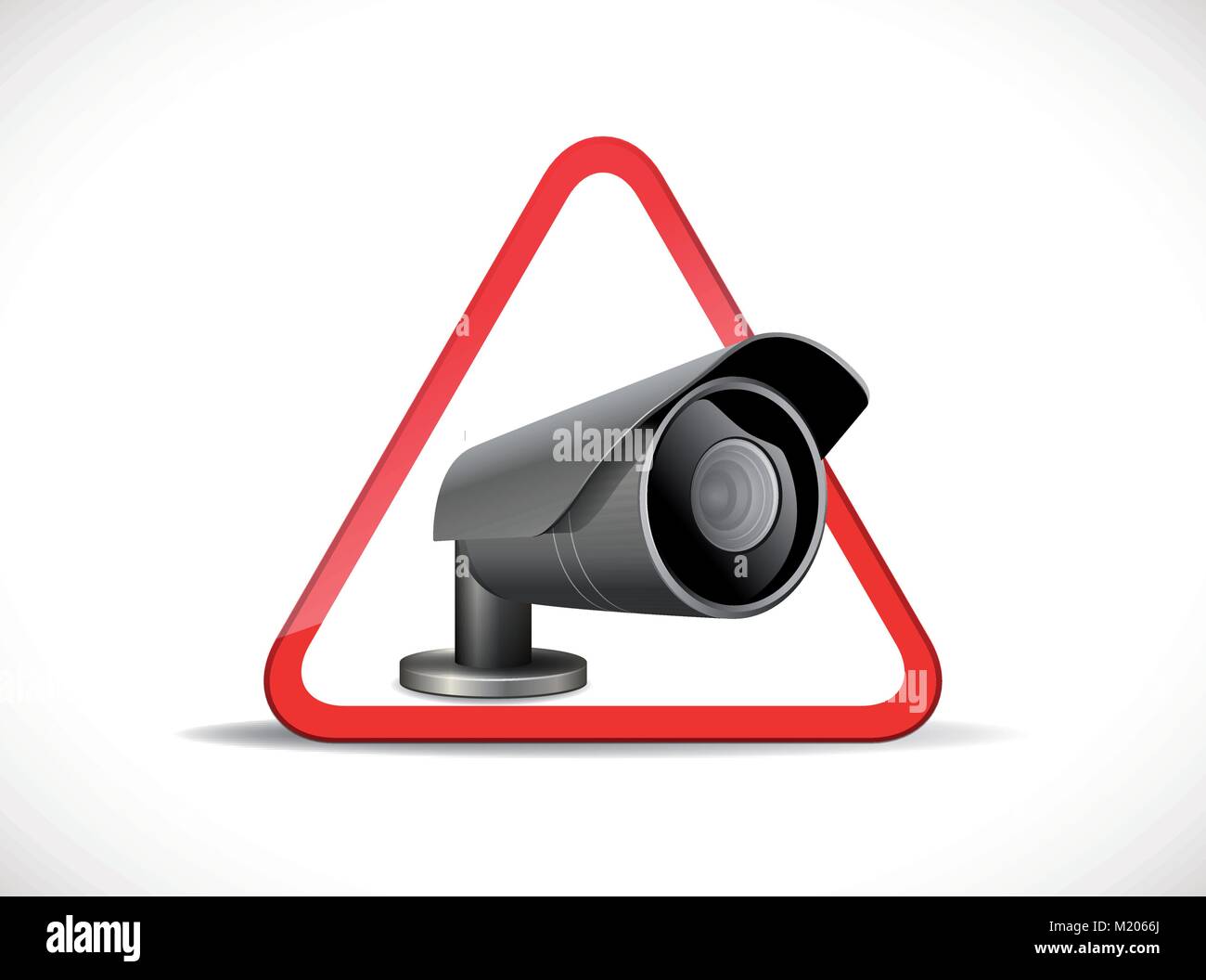 Symbole de vidéosurveillance - Caméra de sécurité avec panneau d'avertissement Illustration de Vecteur
