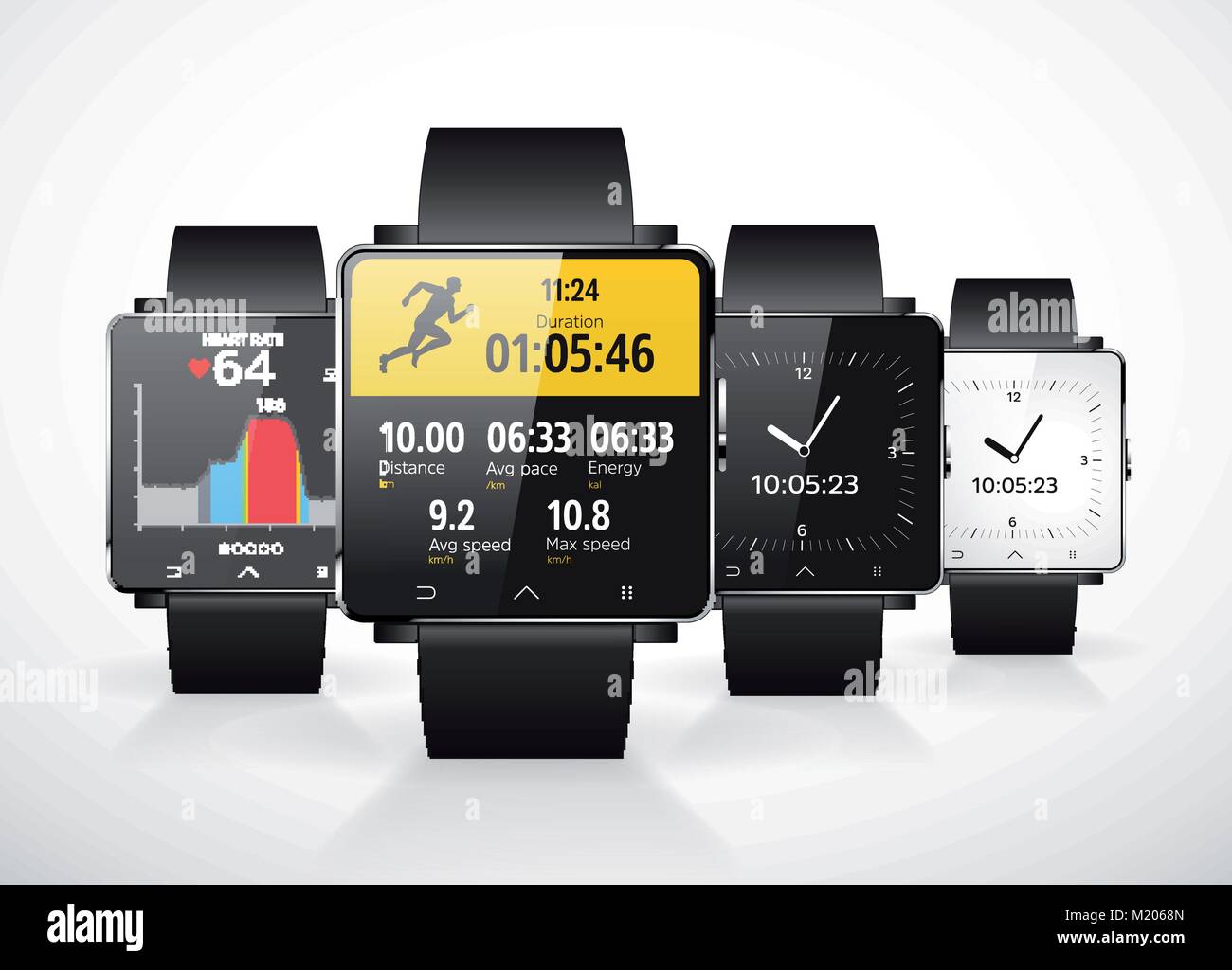 Smartwatch sport pour les coureurs - application mobile Illustration de Vecteur