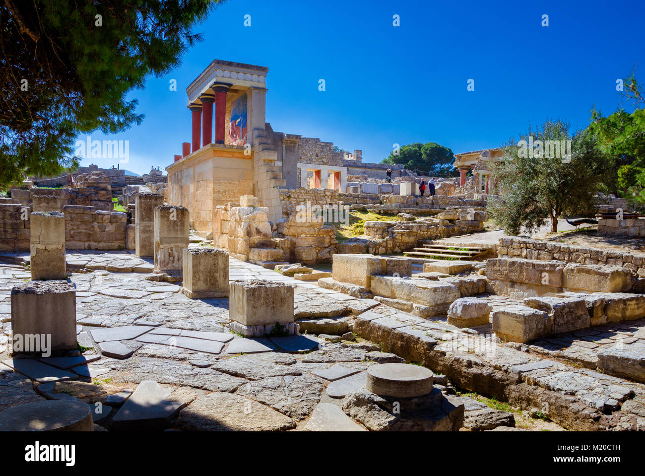 Vieux murs de Knossos palace près de Héraklion, Crète, Grèce Banque D'Images