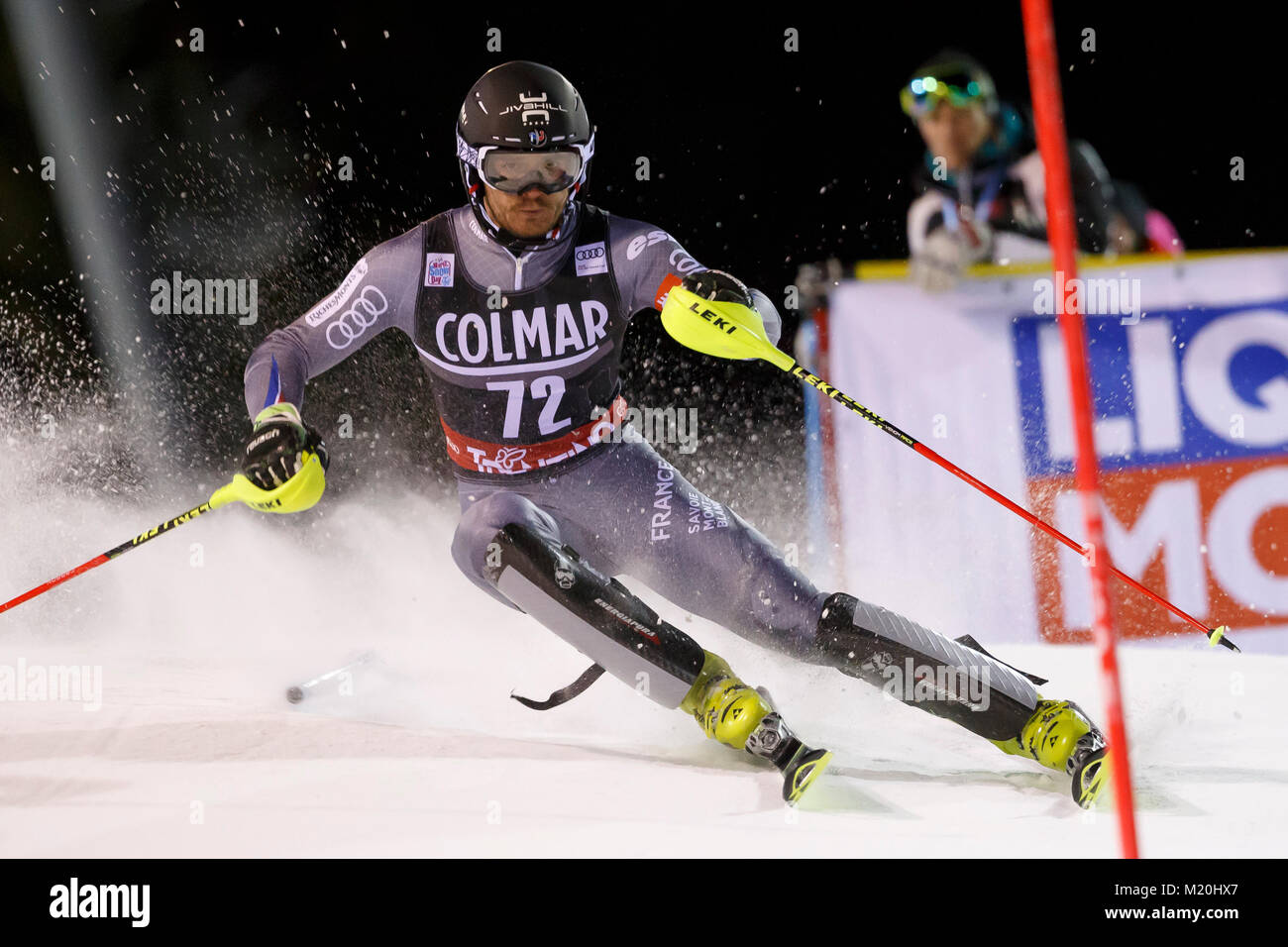 Madonna di Campiglio, Italie 22 décembre 2017. RIZZO Maxime (Fra) qui se font concurrence sur les AUDI FIS Coupe du Monde de Ski alpin Slalom sur les 3tre Canalone Banque D'Images