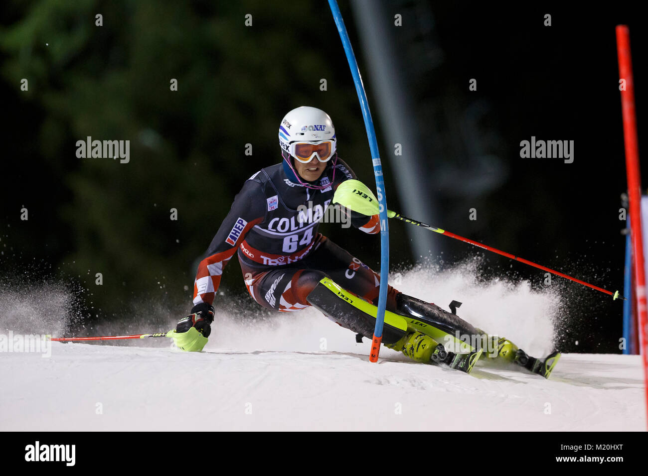 Madonna di Campiglio, Italie 22 décembre 2017. KOLEGA Elias (CRO) qui se font concurrence sur les AUDI FIS Coupe du Monde de Ski alpin Slalom sur les 3tre Canalone Banque D'Images