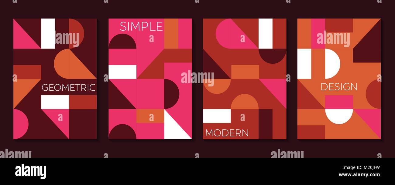 Ensemble de 4 dessins géométriques simples modèle moderne. Vector illustration. Illustration de Vecteur
