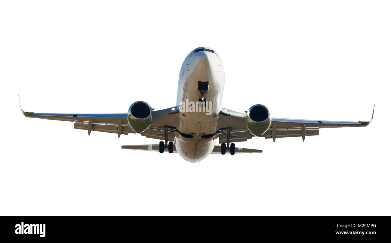 Grand avion de passagers isolé sur fond blanc Banque D'Images