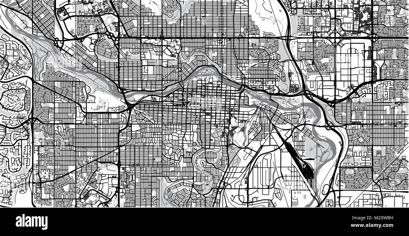 Vecteur urbain plan de la ville de Calgary, Canada Illustration de Vecteur