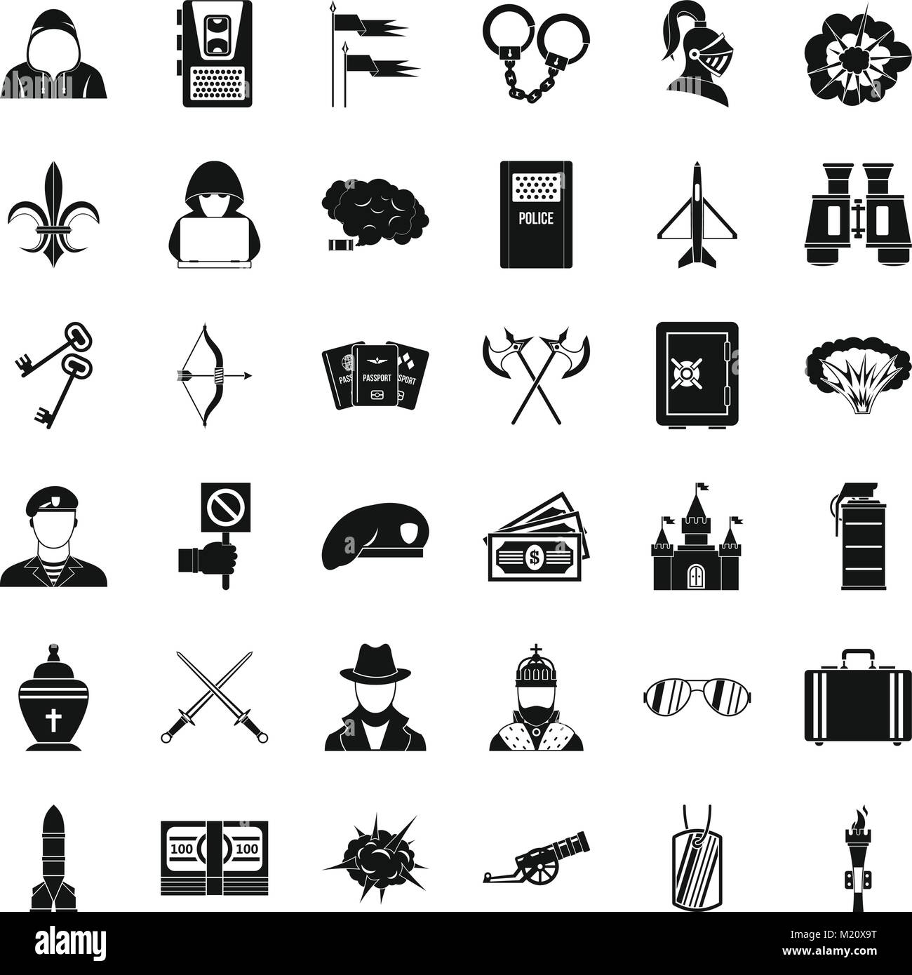 Acte de guerre, le style simple icons set Illustration de Vecteur