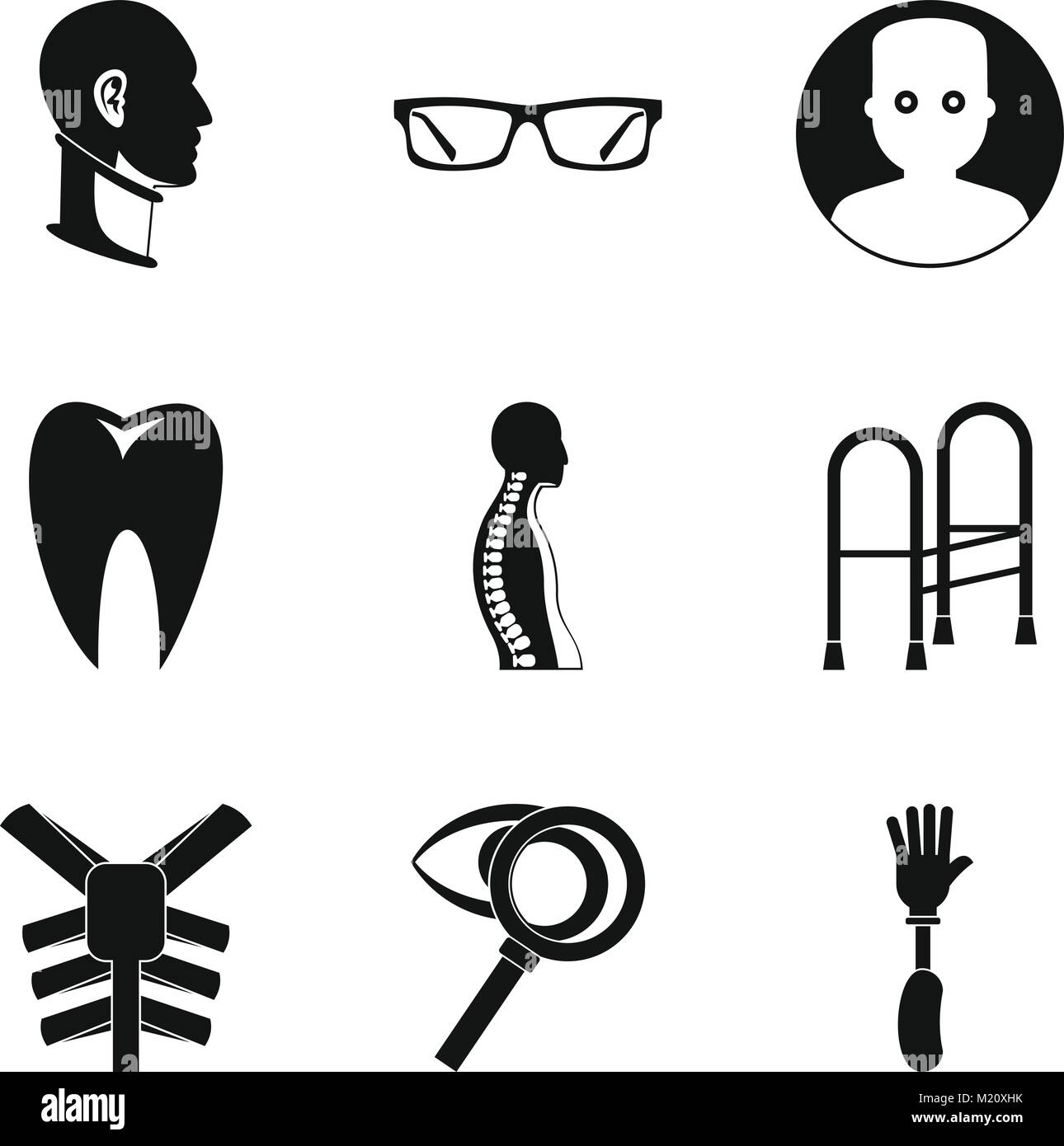 Le traitement médical, le style simple icons set Illustration de Vecteur