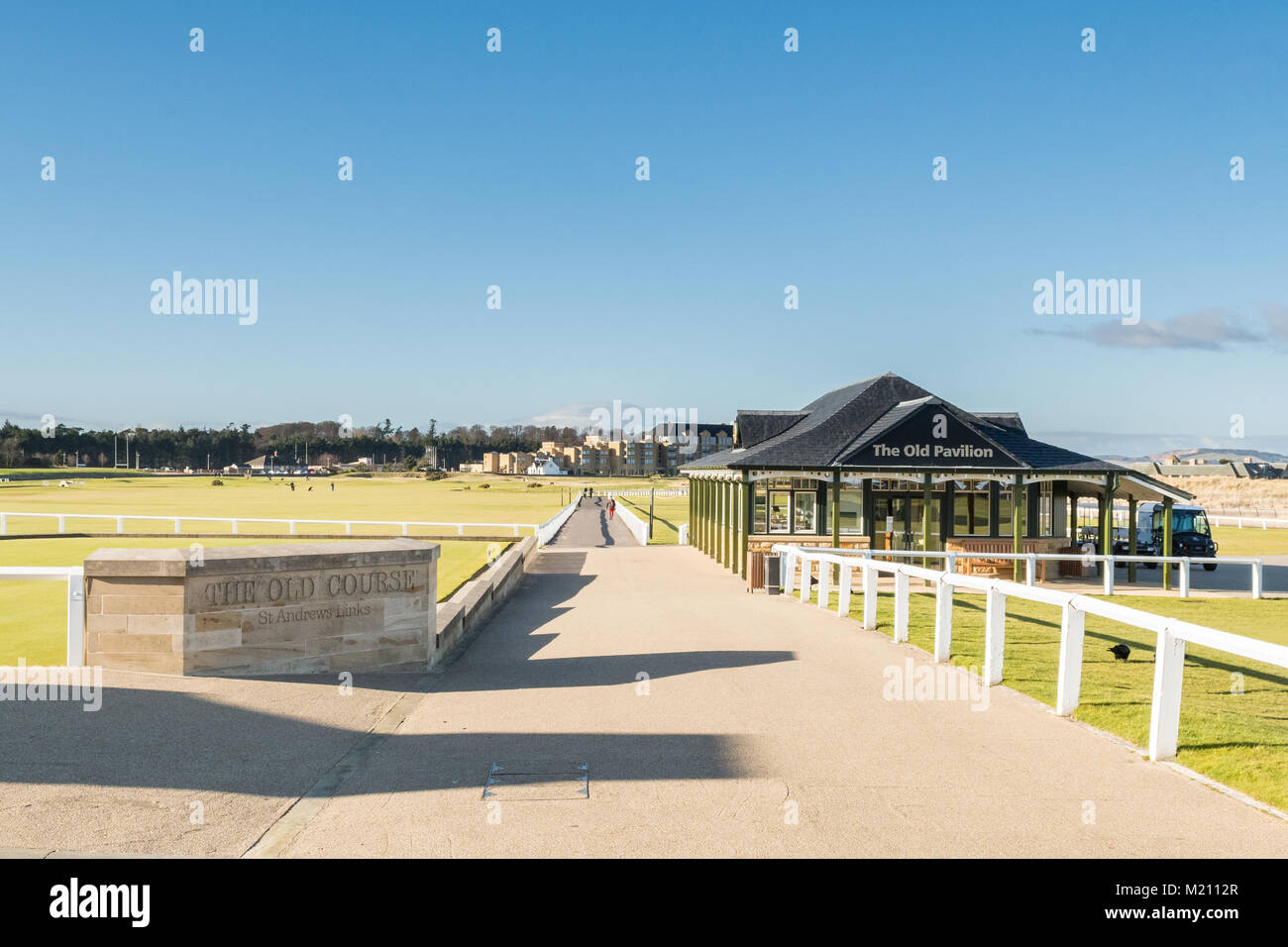 Old Course et l'ancien pavillon, St Andrews, Scotland, UK Banque D'Images