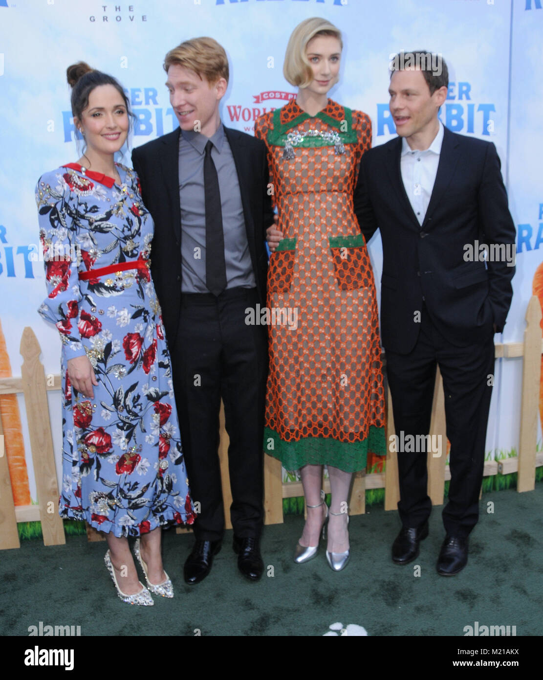 Los Angeles, CA, USA. 3, 2018. 03 février 2018 - Los Angeles, Californie - Rose Byrne, Donald Mormaer Gleeson, Elizabeth Debicki, Gluck. ''Peter Rabbit'' Los Angeles Premiere tenue du Grove. Crédit photo : Birdie Thompson/AdMedia Crédit : Birdie Thompson/AdMedia/ZUMA/Alamy Fil Live News Banque D'Images