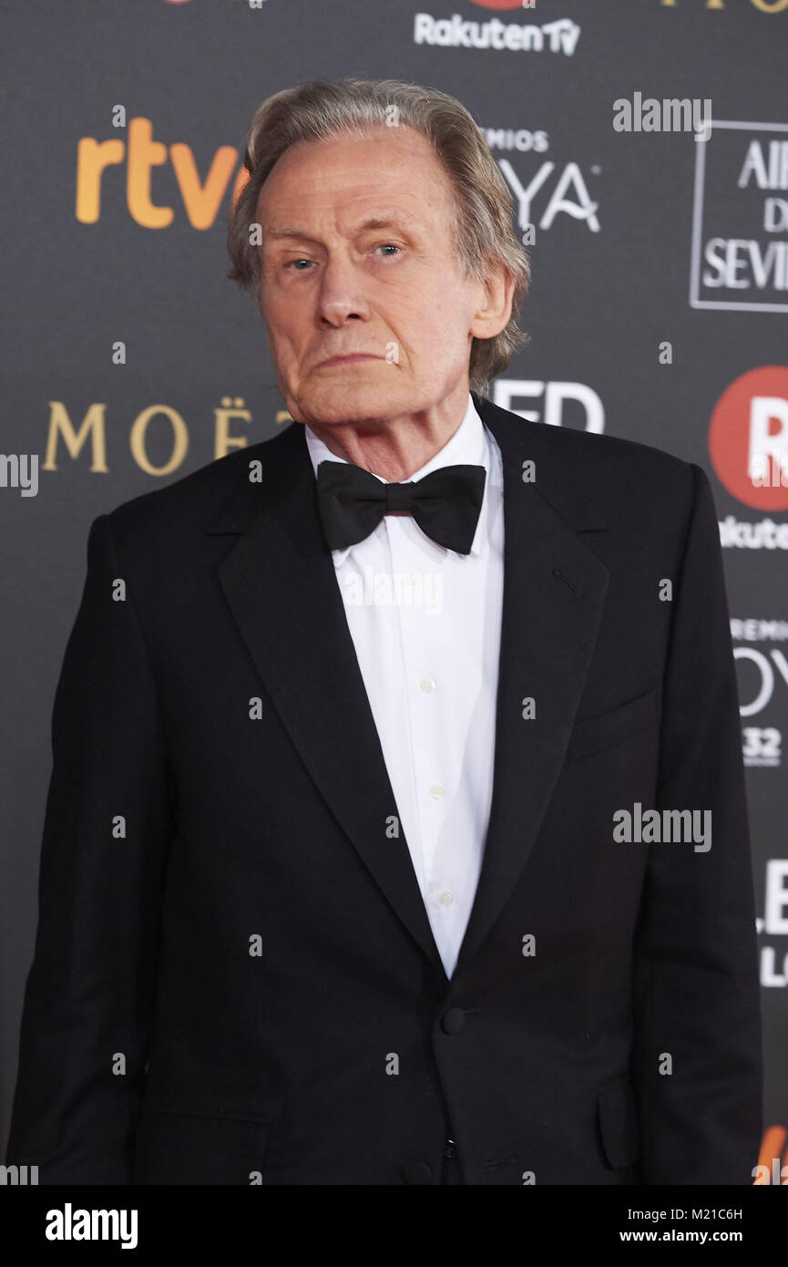 Madrid, Madrid, Espagne. 3, 2018. Bill Nighy assiste aux Goya Awards 2018 Cinéma à Madrid le Marriott Auditorium le 3 février 2018 à Madrid, Espagne Crédit : Jack Abuin/ZUMA/Alamy Fil Live News Banque D'Images