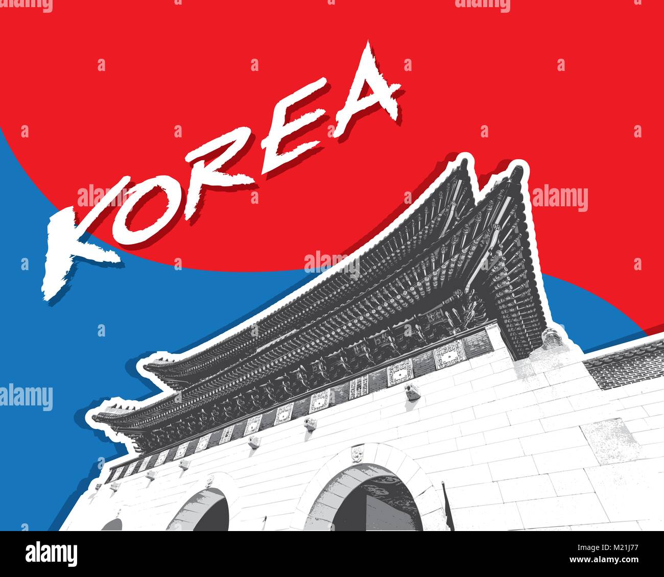 Gyeongbokgung Palace à Séoul, Corée du Sud, vector Illustration de Vecteur