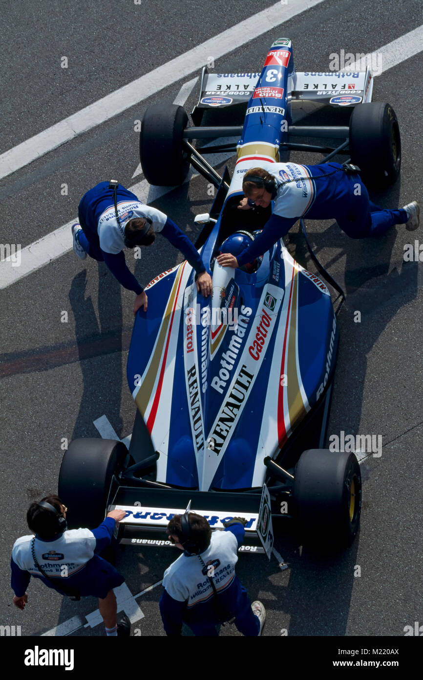 Jacques Villeneuve, Williams, Renault F1,test d'hiver , Barcelone 1997 Banque D'Images