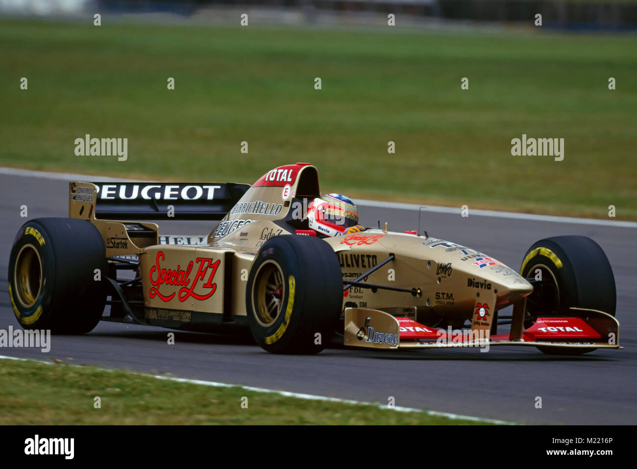 F1, Rubens Barrichello, Jordan Peugeot,Angleterre Silverstone GP,1996 Banque D'Images