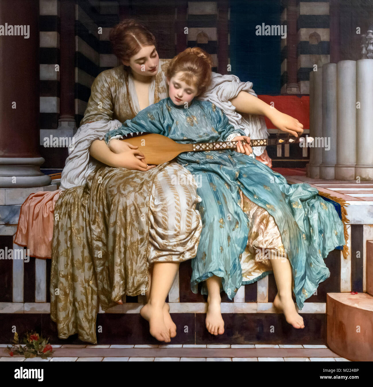 La Leçon de Musique par Frederic Leighton (1830-1896), huile sur toile, 1877 Banque D'Images