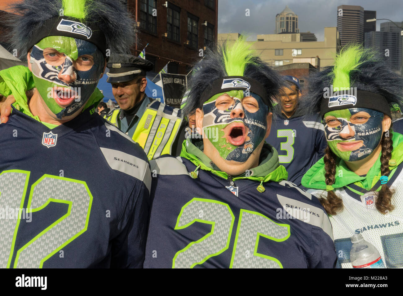 United States. Washington, Seattle, Seahawk fans Banque D'Images