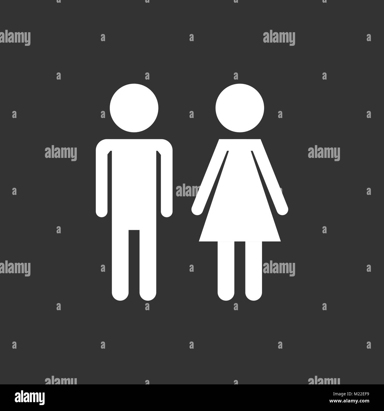L'homme et la femme vecteur icône sur fond noir. Une télévision moderne pictogramme. Symbole plat simple pour la conception de site web. Illustration de Vecteur