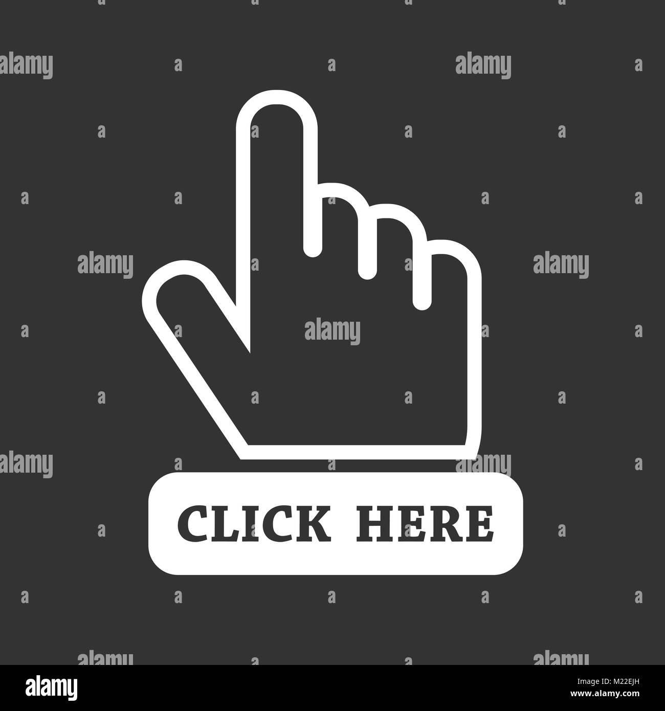 Cliquez sur l'icône ici. Curseur main signes. Bouton noir télévision vector illustration. Illustration de Vecteur