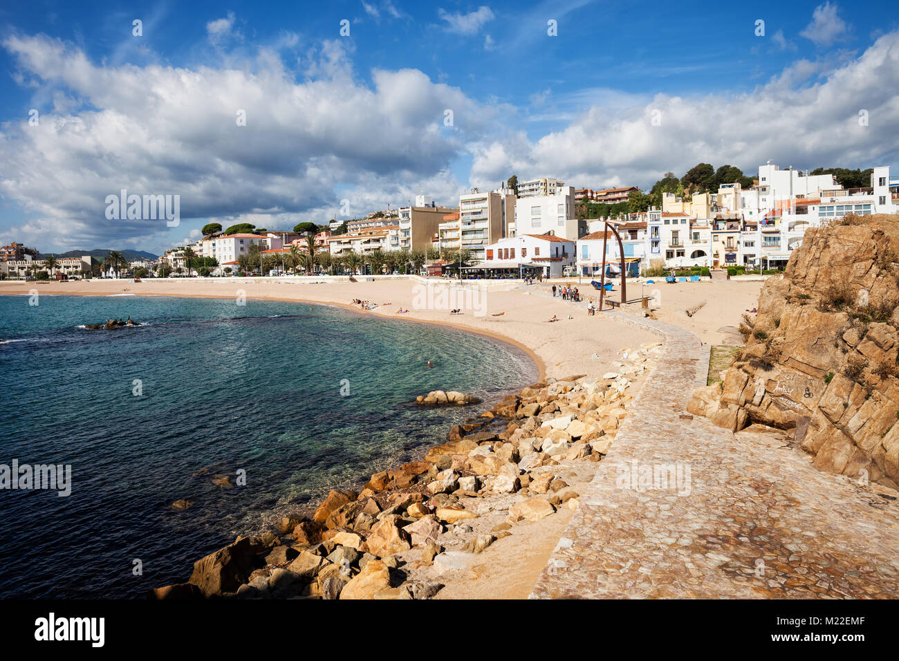 Resort ville côtière de Blanes paysage pittoresque en Catalogne, Espagne, destination populaire sur la Costa Brava à la mer Méditerranée. Banque D'Images