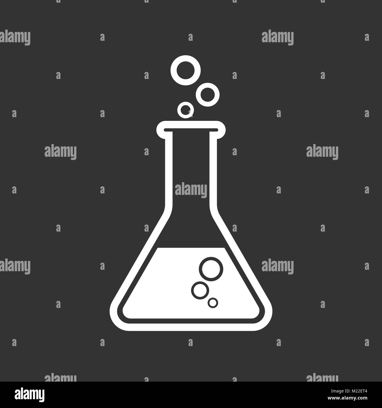Tube à essai chimique icône pictogramme. Verrerie de laboratoire ou équipement bécher isolé sur fond noir. Flacons à essais. Vecteur moderne branché symb Illustration de Vecteur