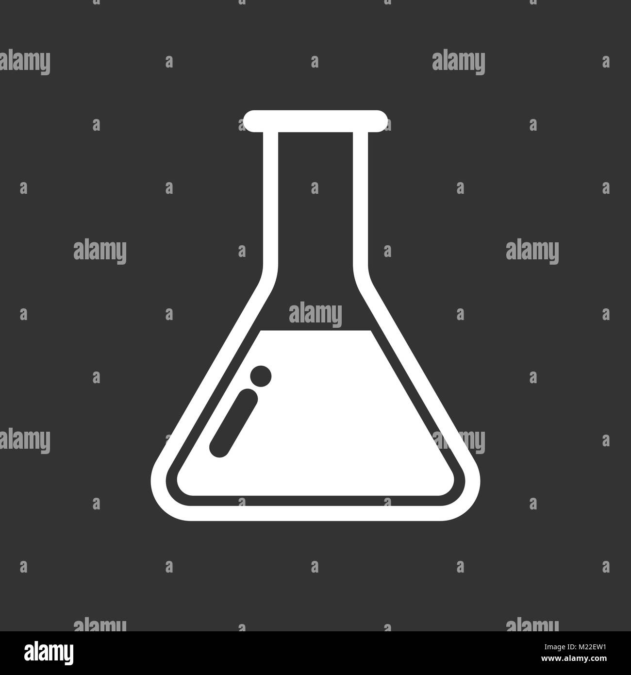 Tube à essai chimique icône pictogramme. Verrerie de laboratoire ou équipement bécher isolé sur fond noir. Flacons à essais. Vecteur moderne branché symb Illustration de Vecteur