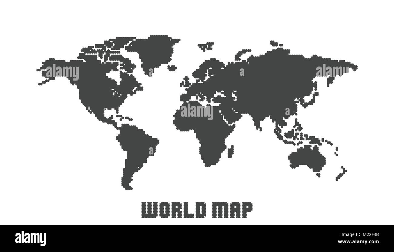 Carte du monde vide noir pointillé isolé sur fond blanc. Carte du monde vector modèle pour site web, infographie, design. Flat Earth world map with roun Illustration de Vecteur