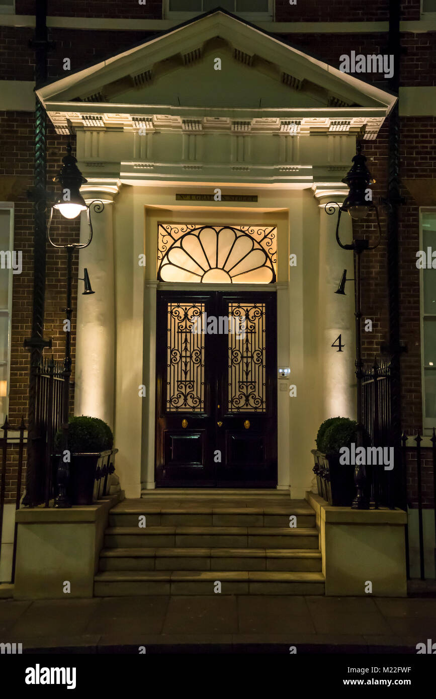 Georgian House entrée chic, Mayfair, City of Westminster, London Banque D'Images