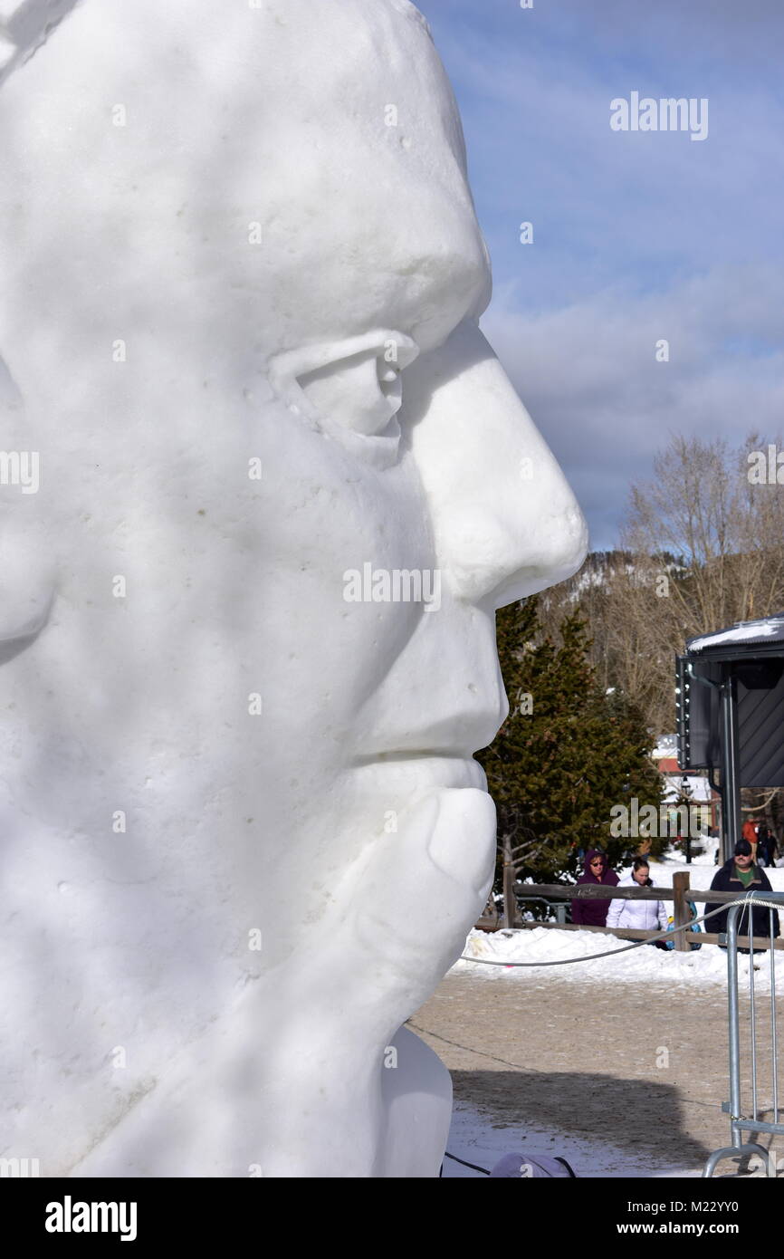 Breckenridge, Colorado, USA : Jan 28, 2018 : 'Mindful' Championnat de sculpture sur neige Banque D'Images