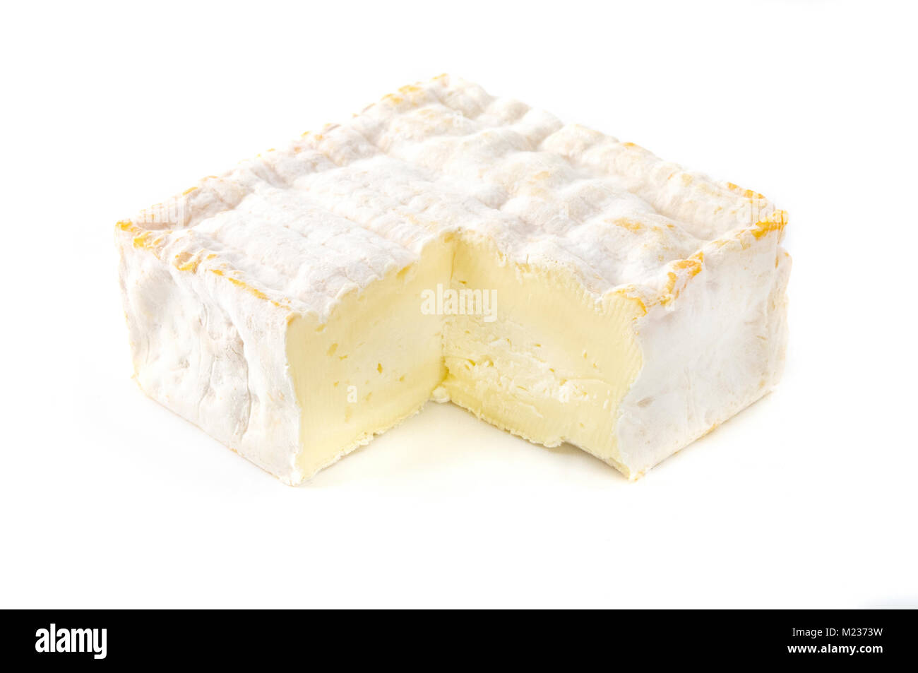 Pont l' Eveque fromage sur un fond blanc Banque D'Images