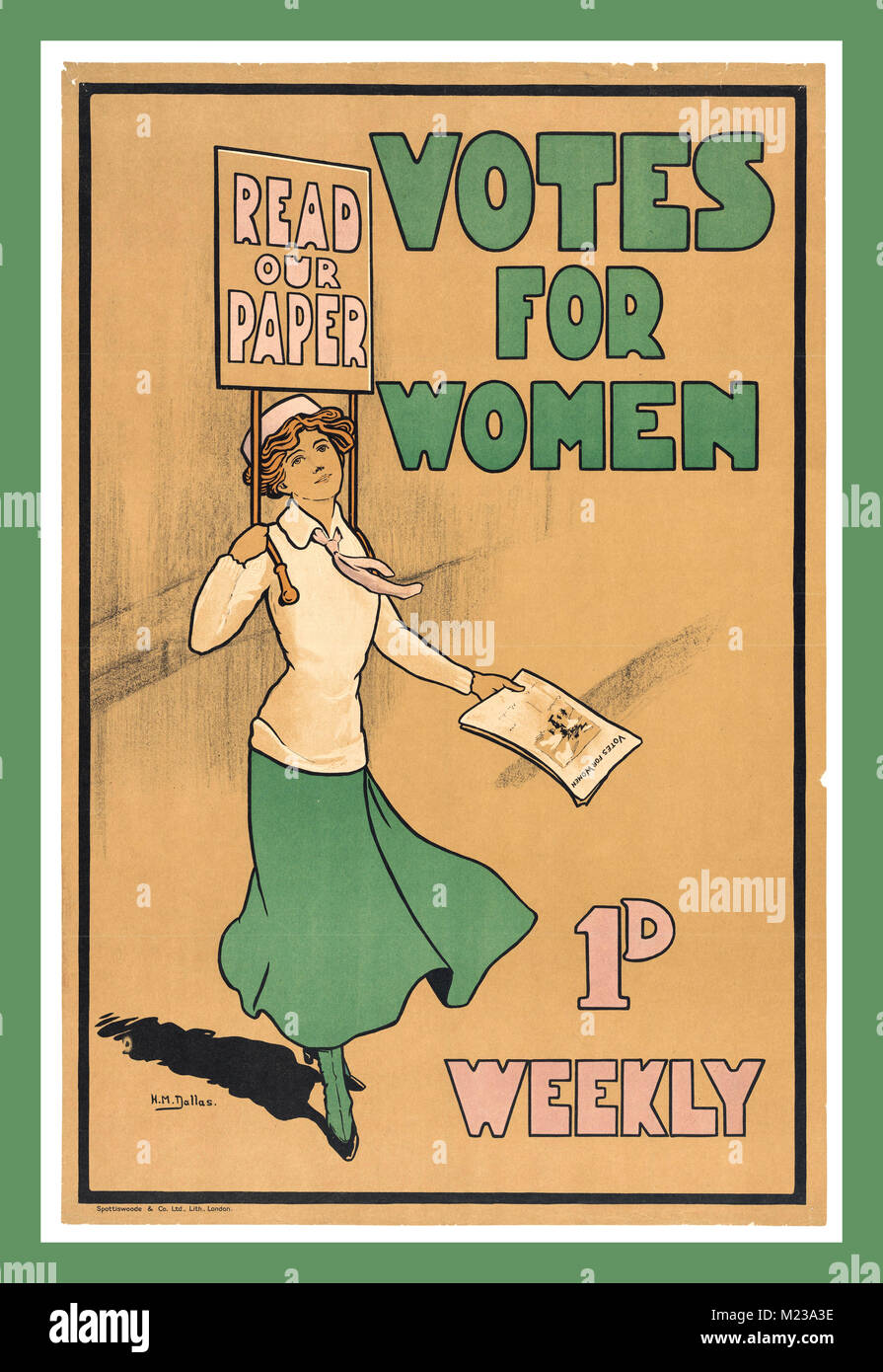Vintage poster le suffrage pour les femmes' 'voix hebdomadaire 1d lire notre article Banque D'Images