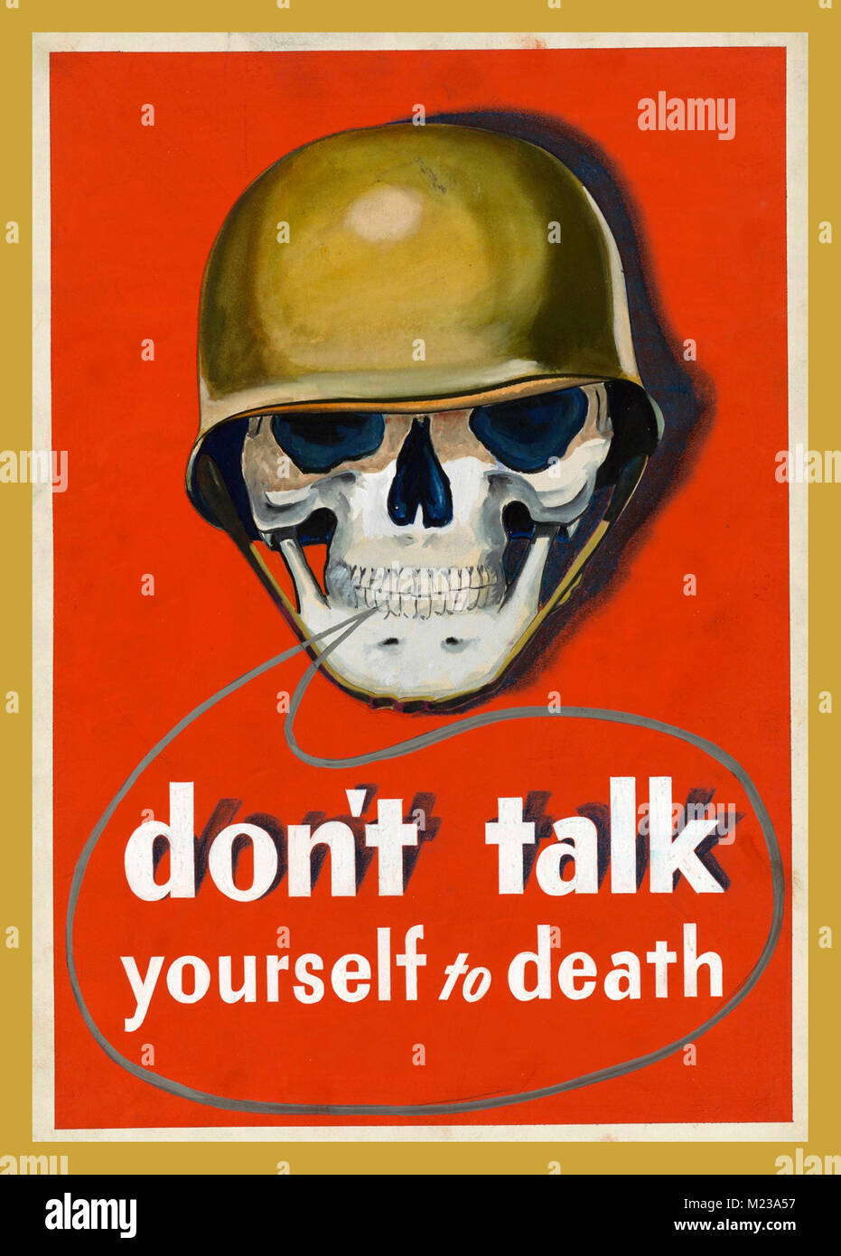 1940 WW2 US Army Affiches de propagande de la mise en garde "ne parlez-vous à la mort' en donnant des secrets ou des mouvements de troupes à l'écart avec quelques mots Banque D'Images
