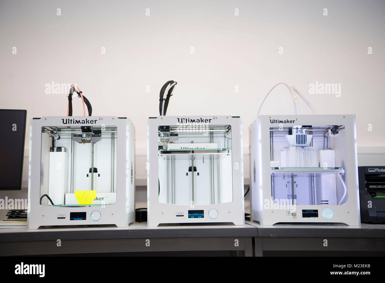 Une Ultimaker 2 imprimante numérique 3D à utiliser dans un laboratoire. Banque D'Images