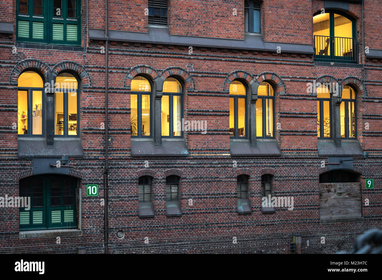 Détail de l'ancien entrepôt Speicherstadt ou à Hambourg, Allemagne Banque D'Images