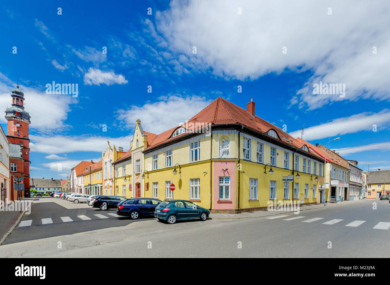 Bâtiment Art Nouveau, siège de la mairie de Ulanów (all. Driesen), Pologne, Voïvodie de Lubusz,l'Europe. Banque D'Images