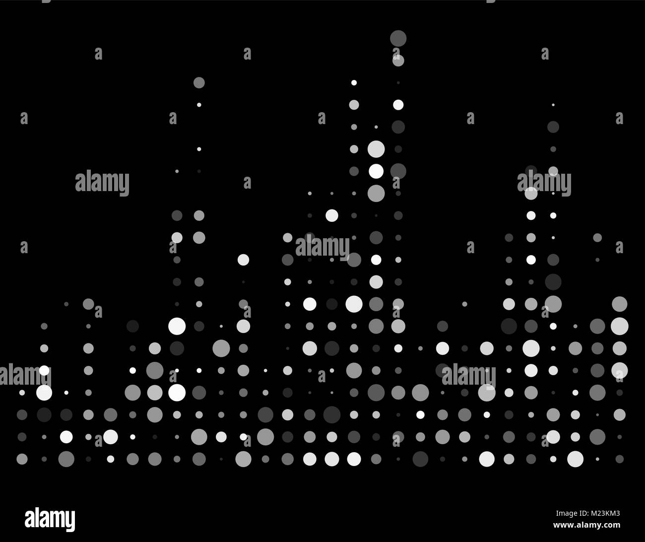 Onde sonore en pointillés, égaliseur isolé sur fond noir Illustration de Vecteur