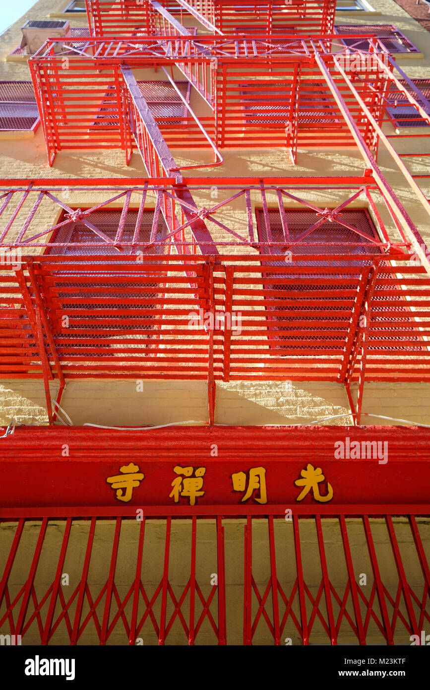 La façade d'un temple bouddhiste à Manhattan Chinatown.New York City.USA Banque D'Images
