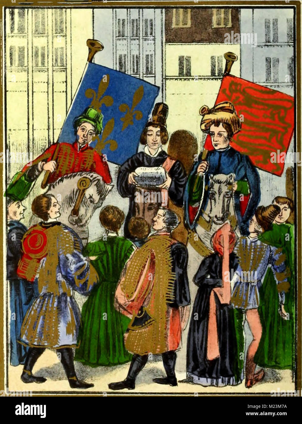 Proclamation de la renouvellement de la trêve entre les rois de France et d'Angleterre au roi de France. Banque D'Images
