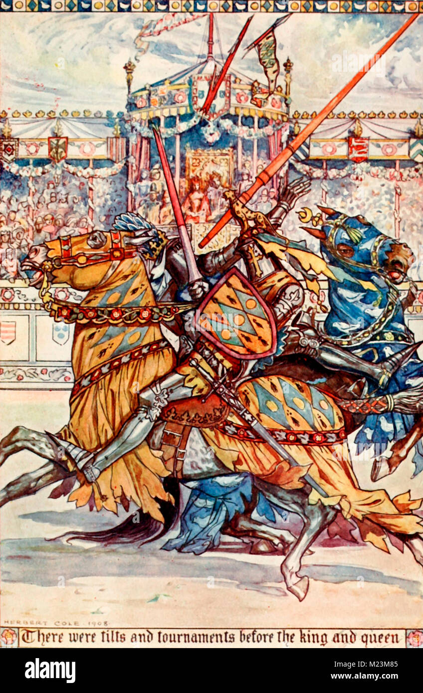 Il y avait des tournois et s'incline devant le roi et la Reine Banque D'Images