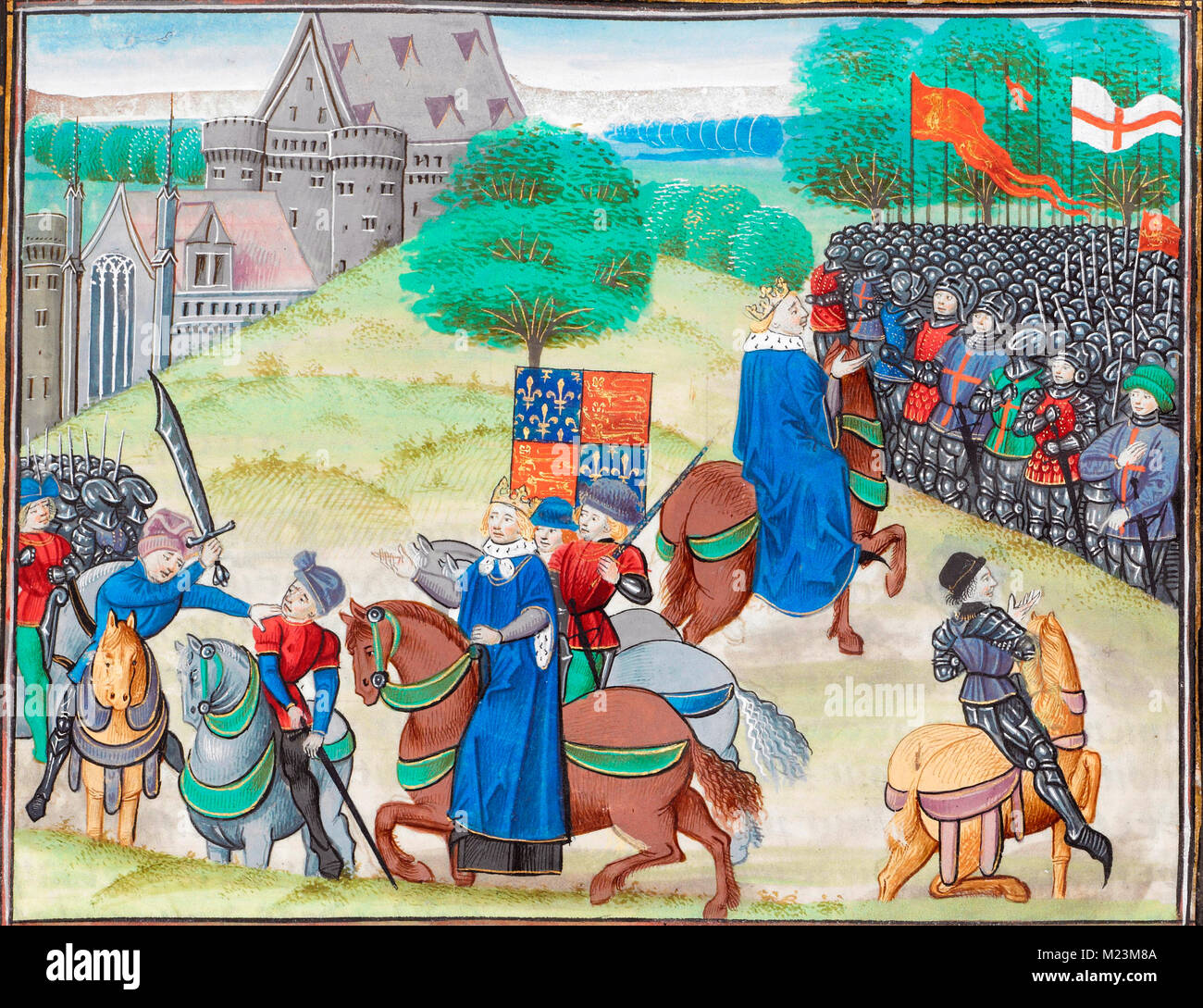 Richard II à la révolte des paysans et à la mort de Wat Tyler, 1381 Banque D'Images