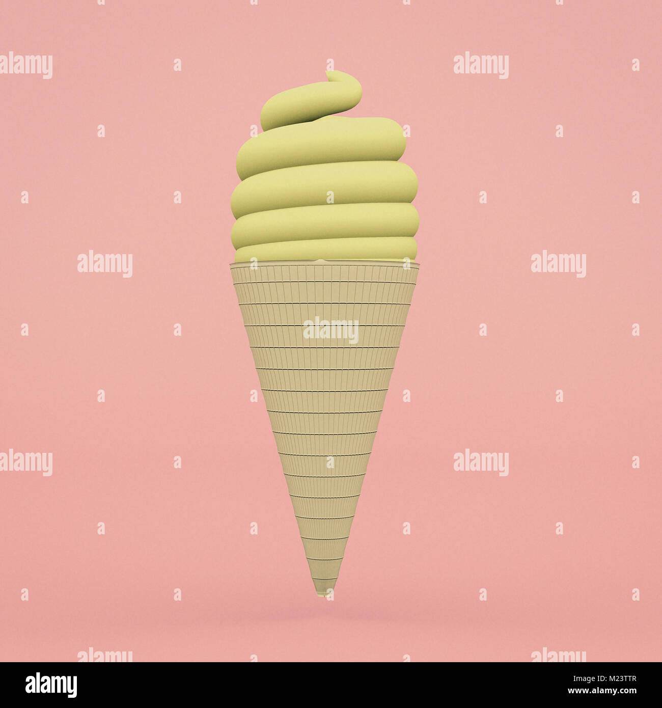 La crème glacée dans un cornet gaufré horn. Un minimum d'art abstrait Banque D'Images