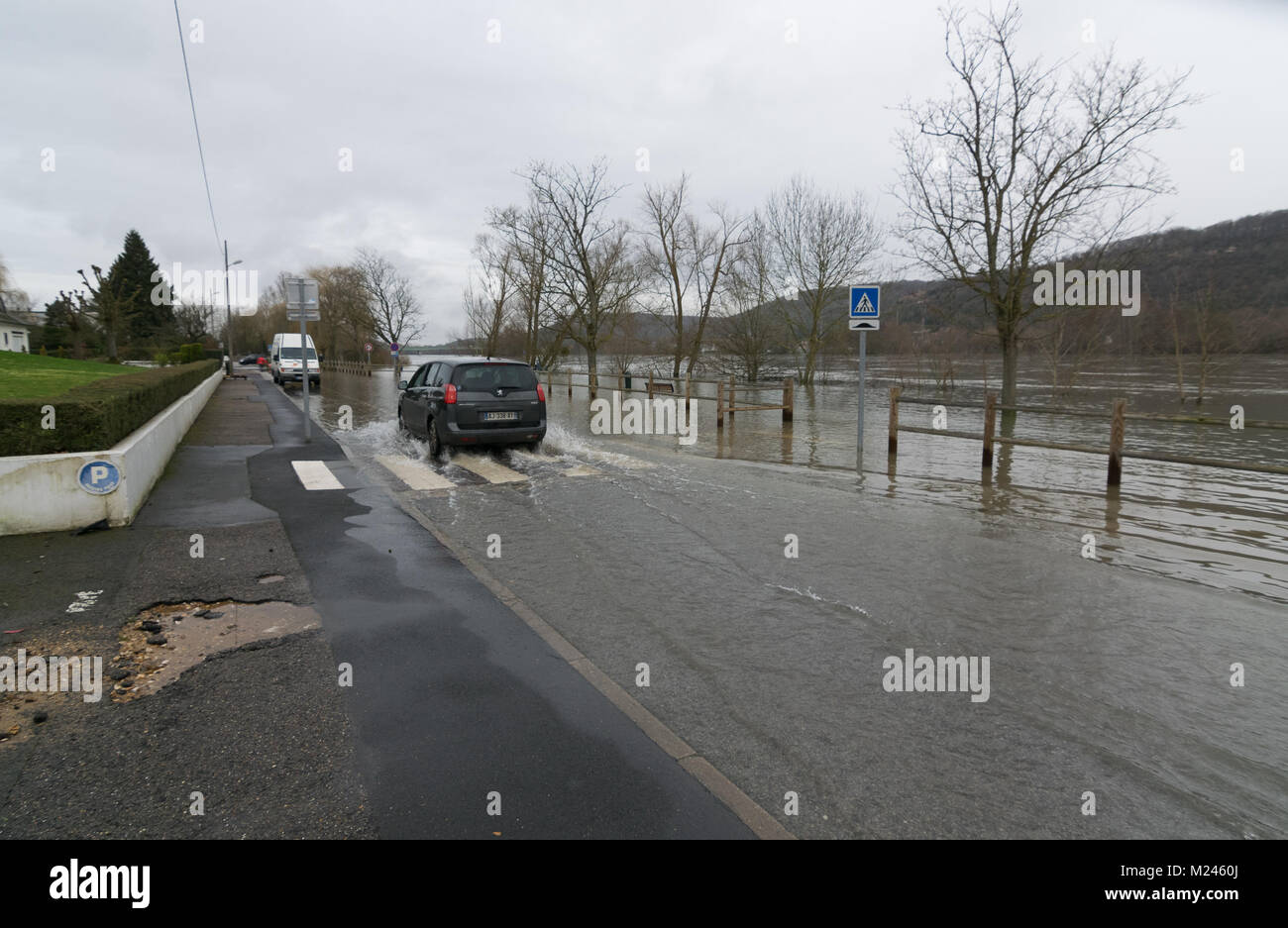 Vernon, France - 4 Février 2018 : Seine inondations des routes dans Vernon, 2018 Credit : RichFearon/Alamy Live News Banque D'Images