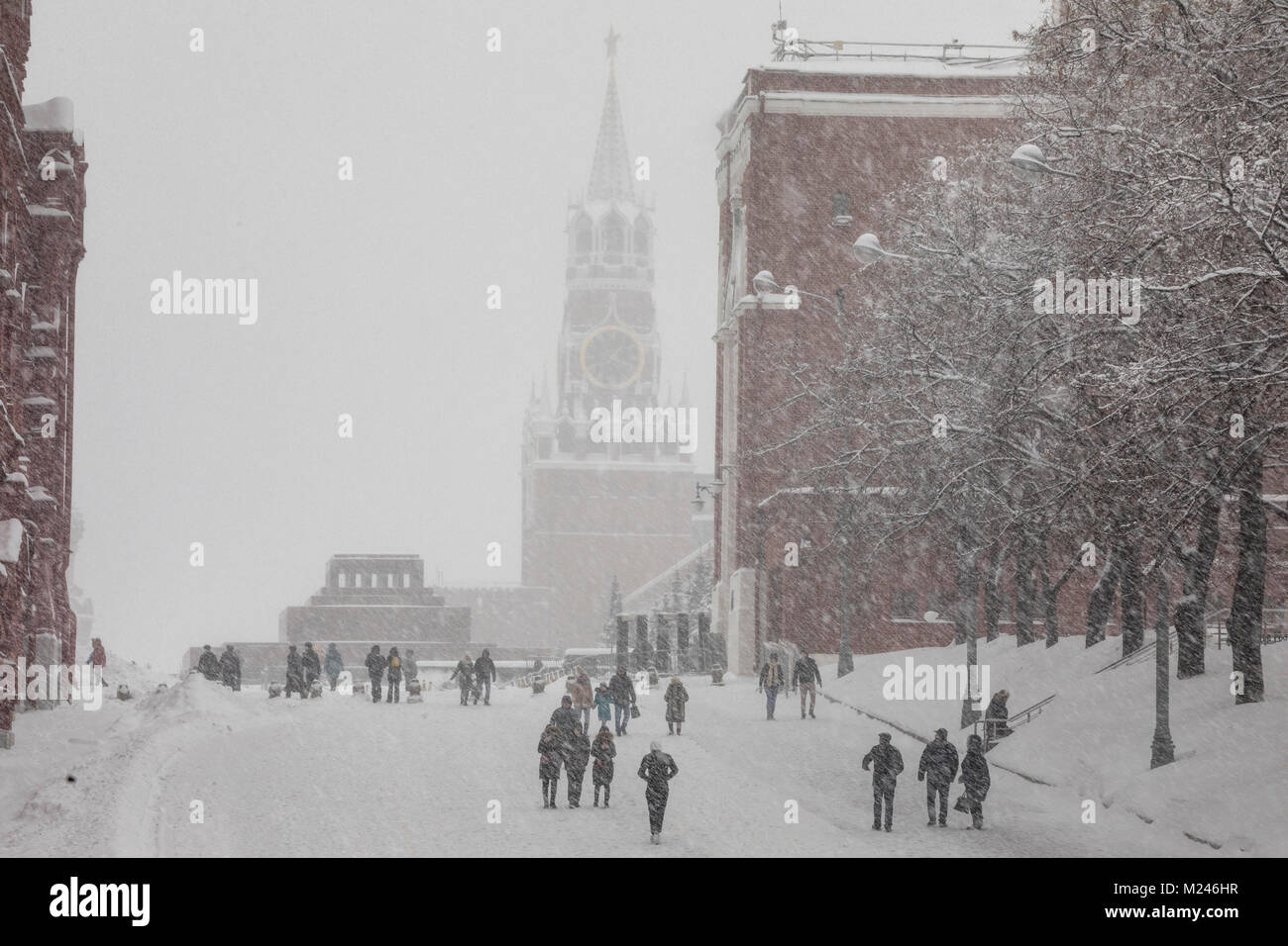 Moscou, Russie - 4 Février, 2018 : Vew de la Place Rouge au cours de neige anormale dans la région de Moscou, Russie Crédit : Nikolay Vinokourov/Alamy Live News Banque D'Images