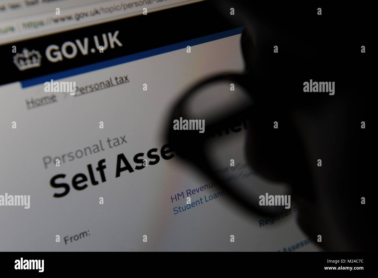 Une femme regarde le site web de HM Revenue & Cusoms Banque D'Images
