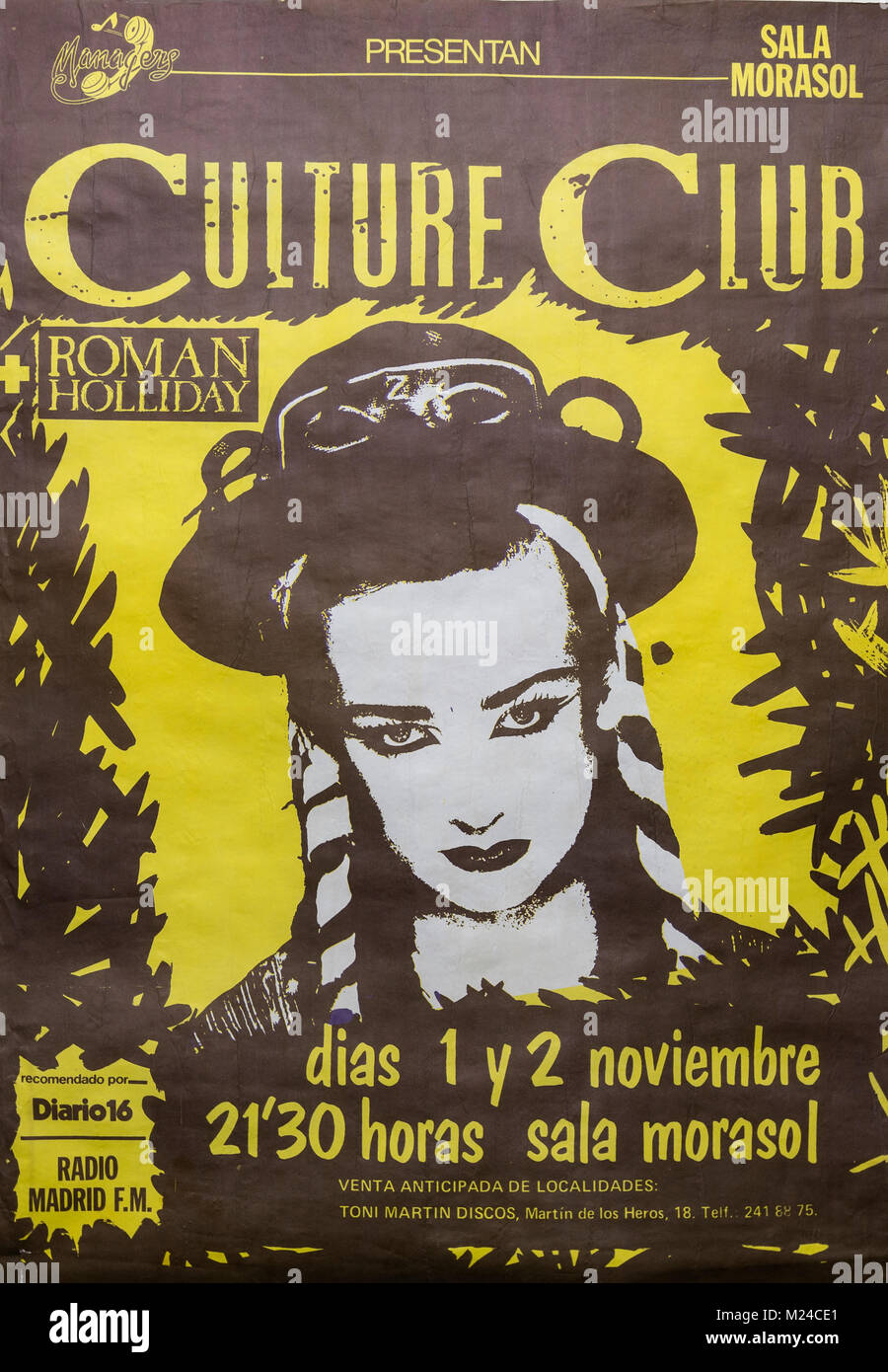 Culture Club en concert, Morasol, Madrid, 1983. Les concerts de musique ancienne Banque D'Images
