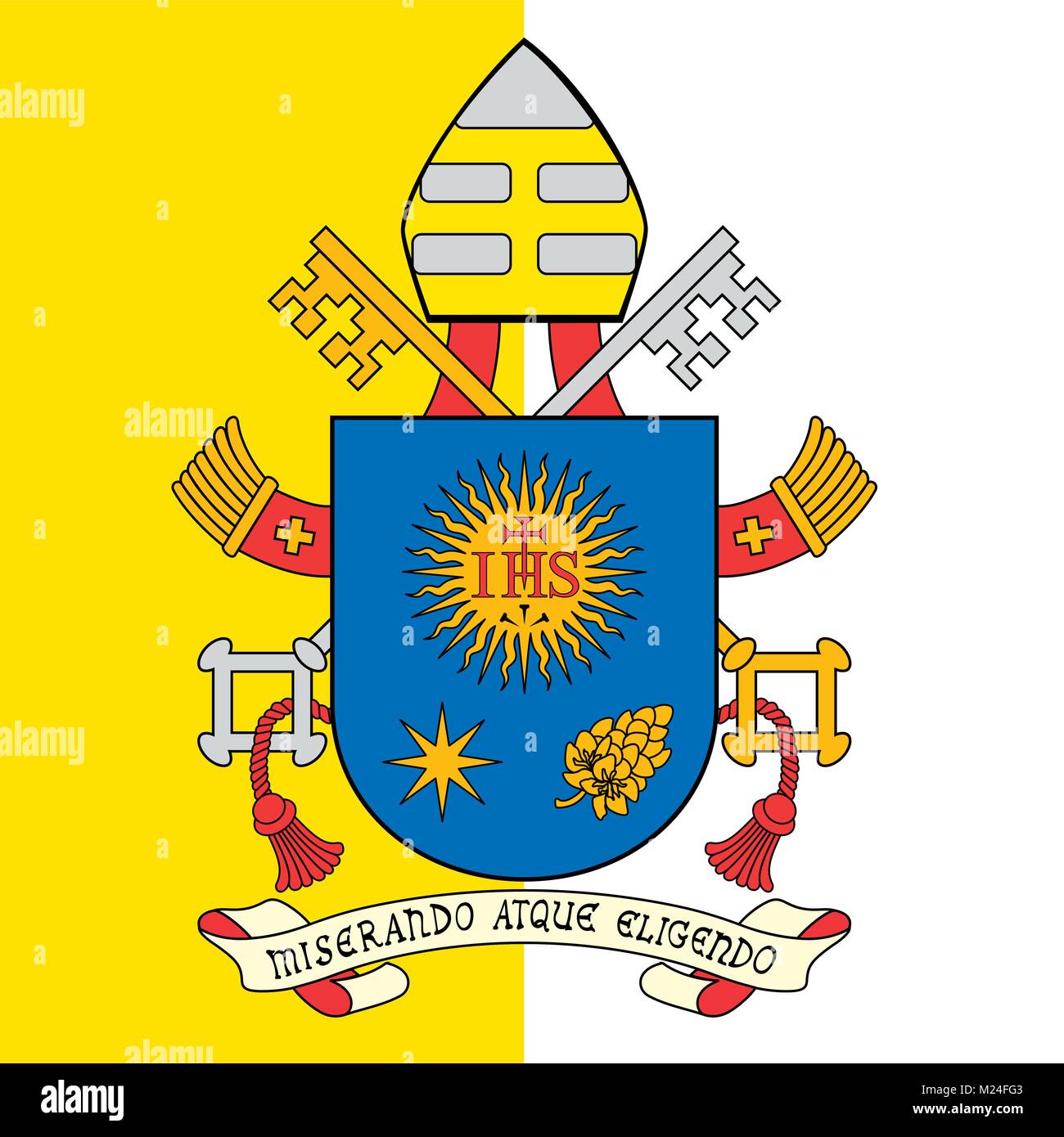 Le pape François, Saint-Siège armoiries et drapeau de la Cité du Vatican Illustration de Vecteur