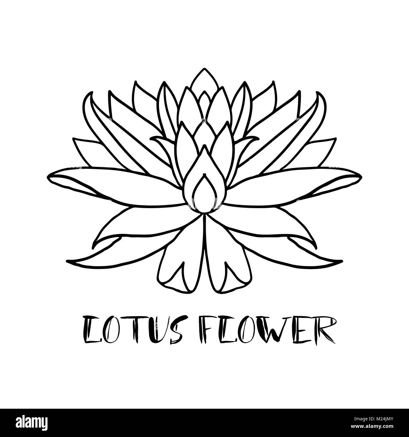 L'icône de fleur de lotus sur fond blanc. Symbole de yoga. Vector illustration. Illustration de Vecteur