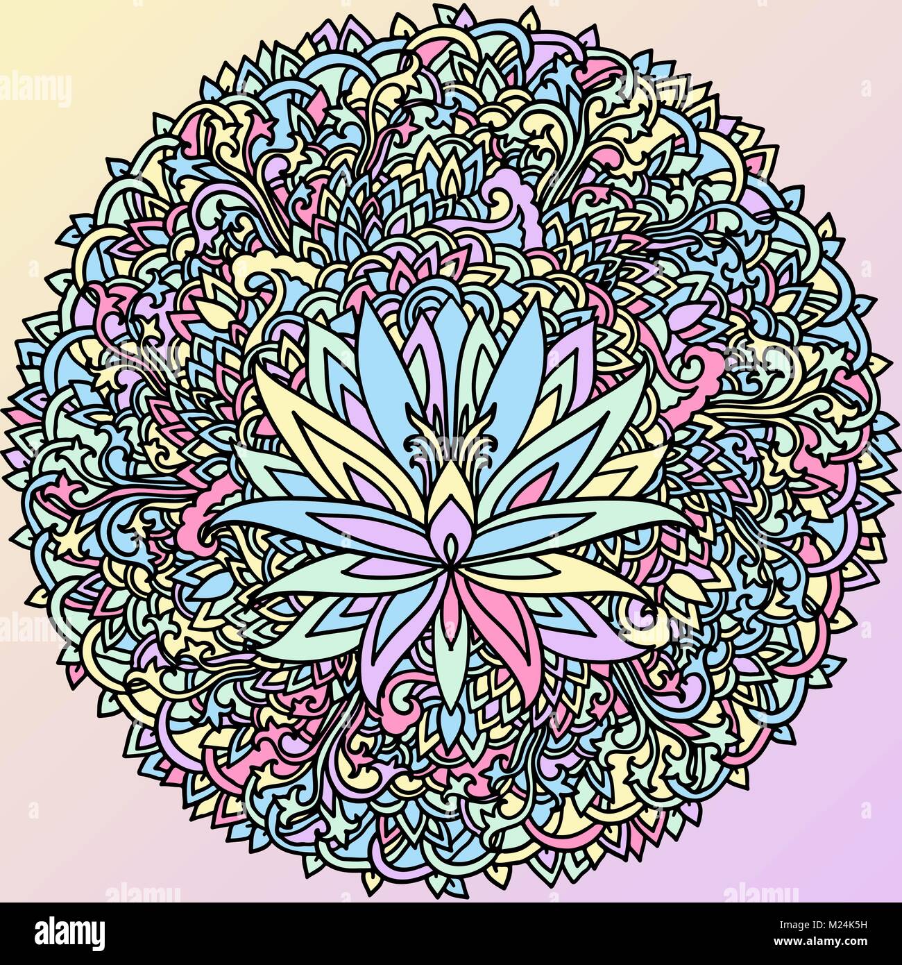 Mandala Abstrait Lornement Modèle Asiatique Avec Fleur De