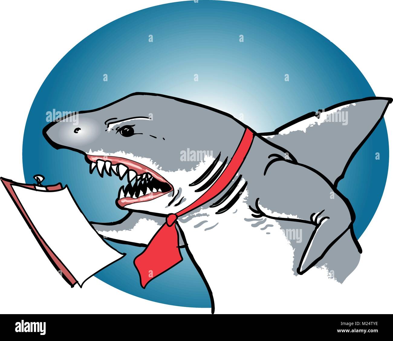 Le requin responsable si en colère funny cartoon style vignette d'entreprise Illustration de Vecteur