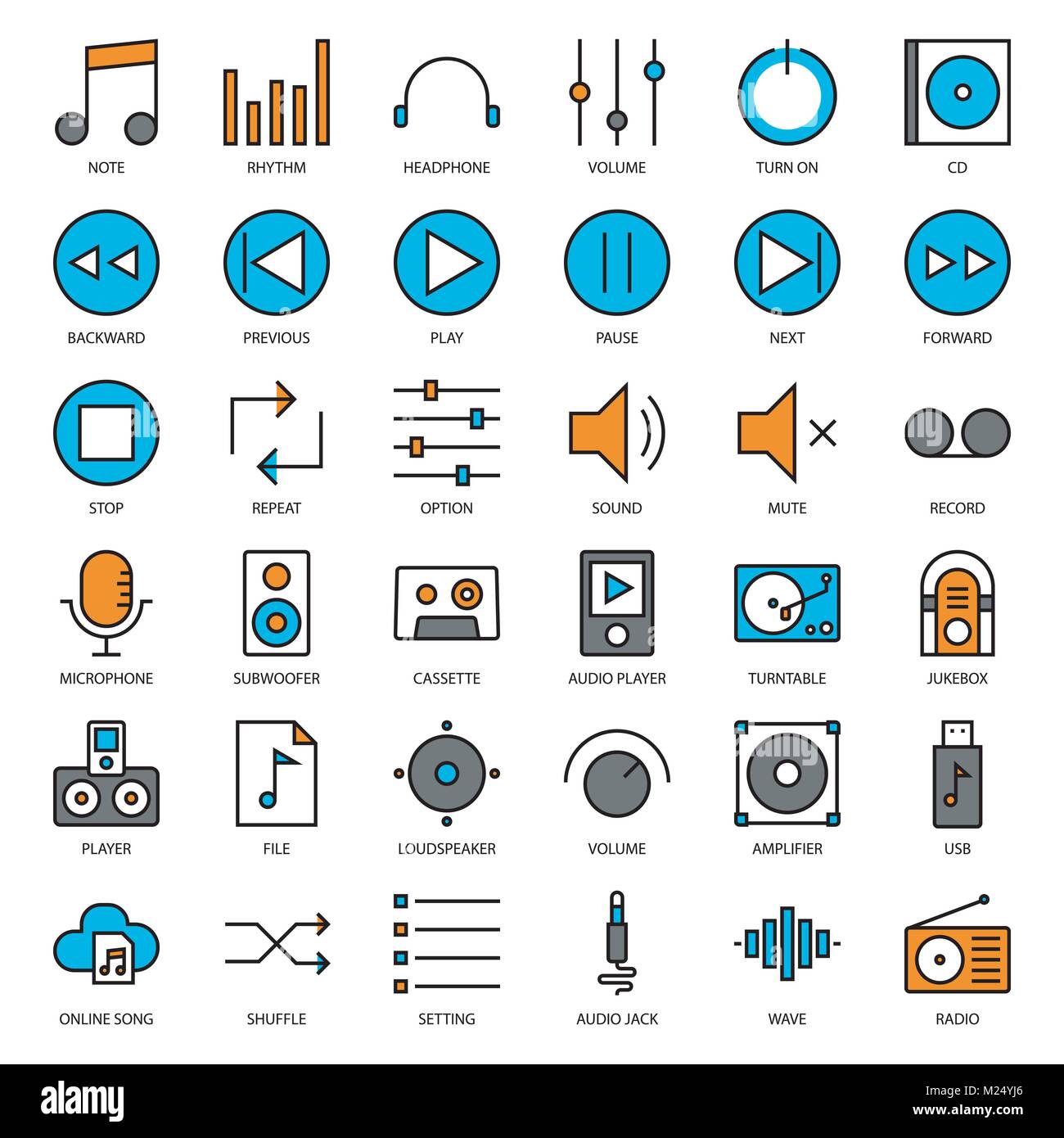 L'interface utilisateur de musique icône contour rempli Illustration de Vecteur